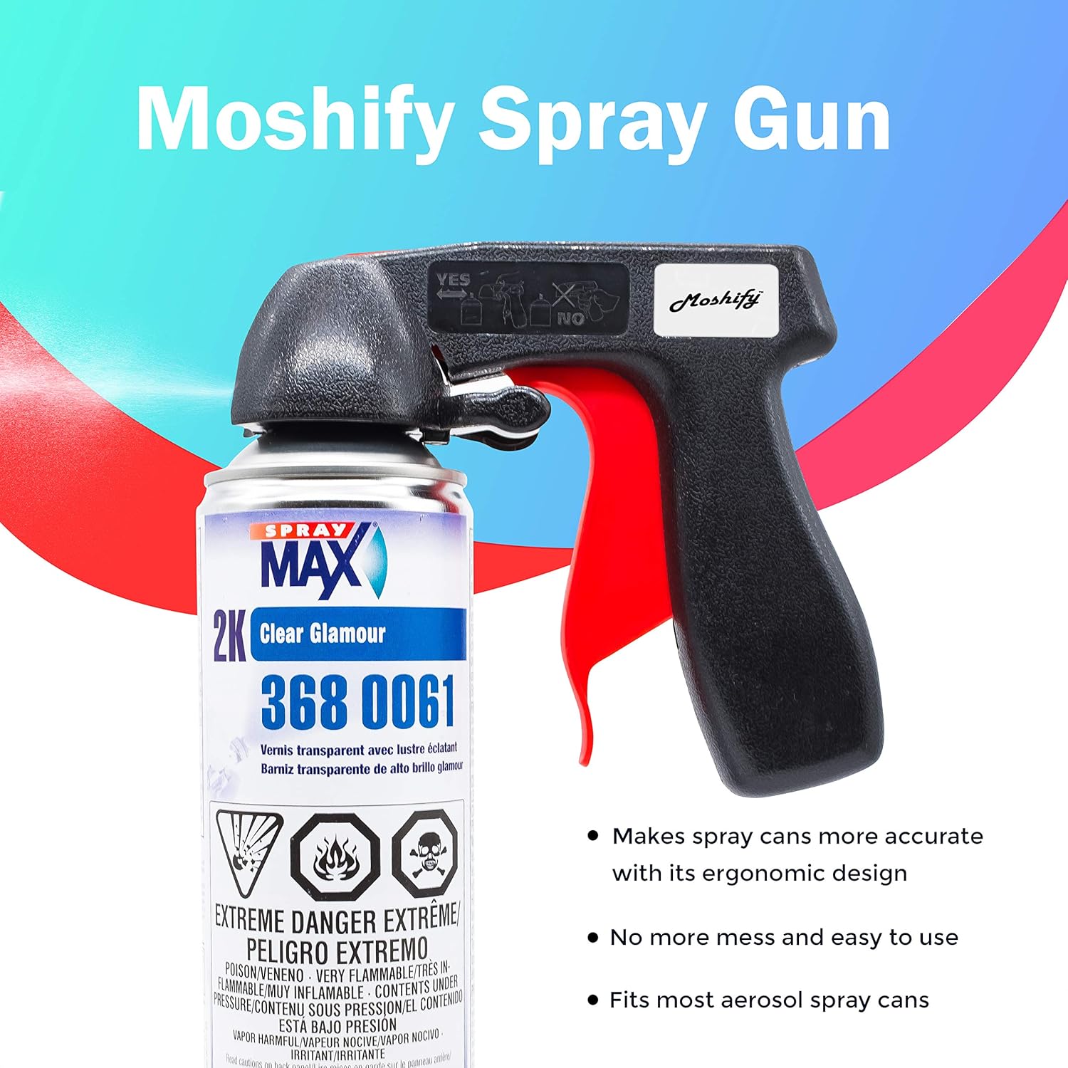 2K Clear Coat Aerosol Spray Can High Gloss Automotive Clear Coat Two Stage Clear Coat with Spray Can Trigger Pack of 2 D286473
