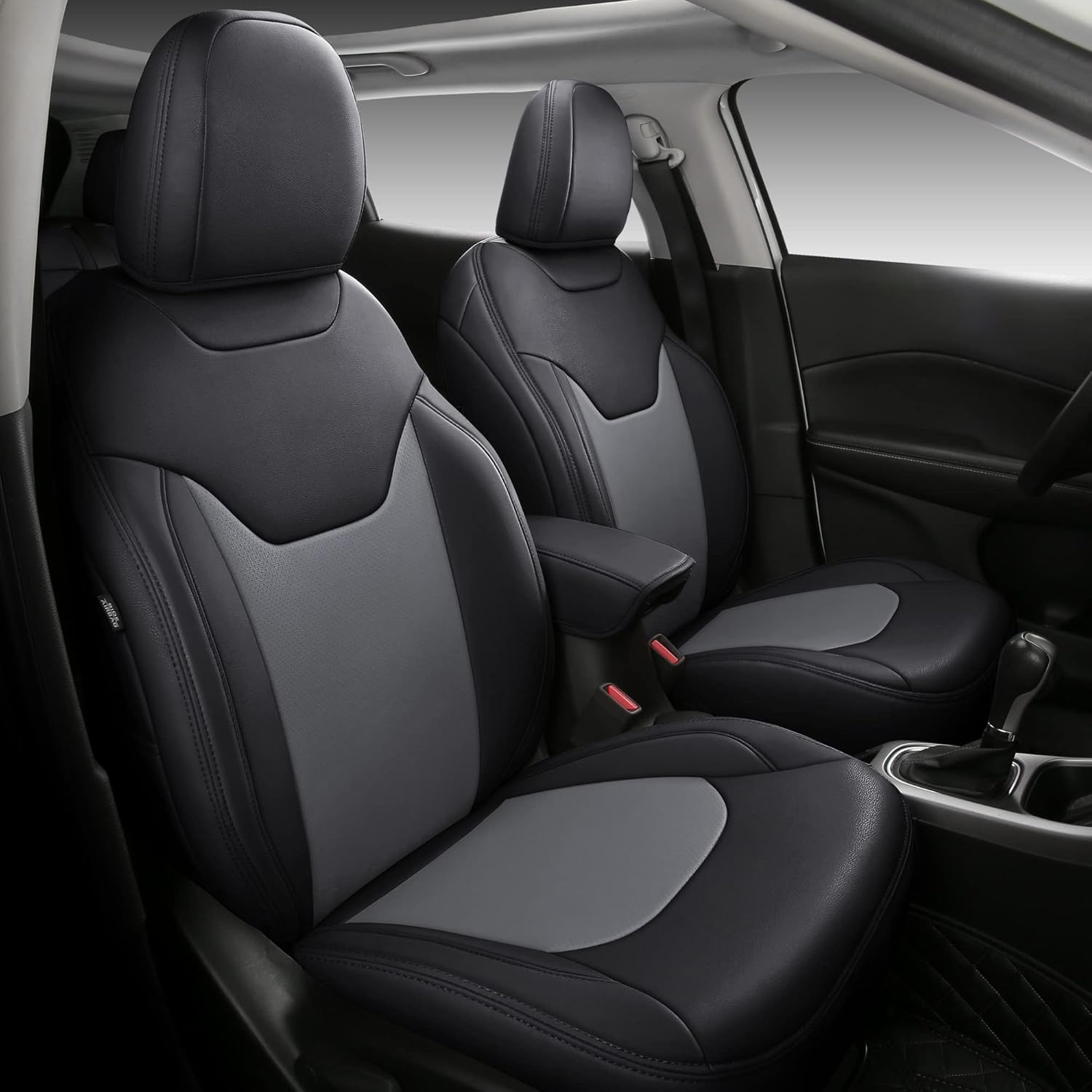 Black Faux Leather Car Seat Covers Full Set for Jeep Cherokee F484