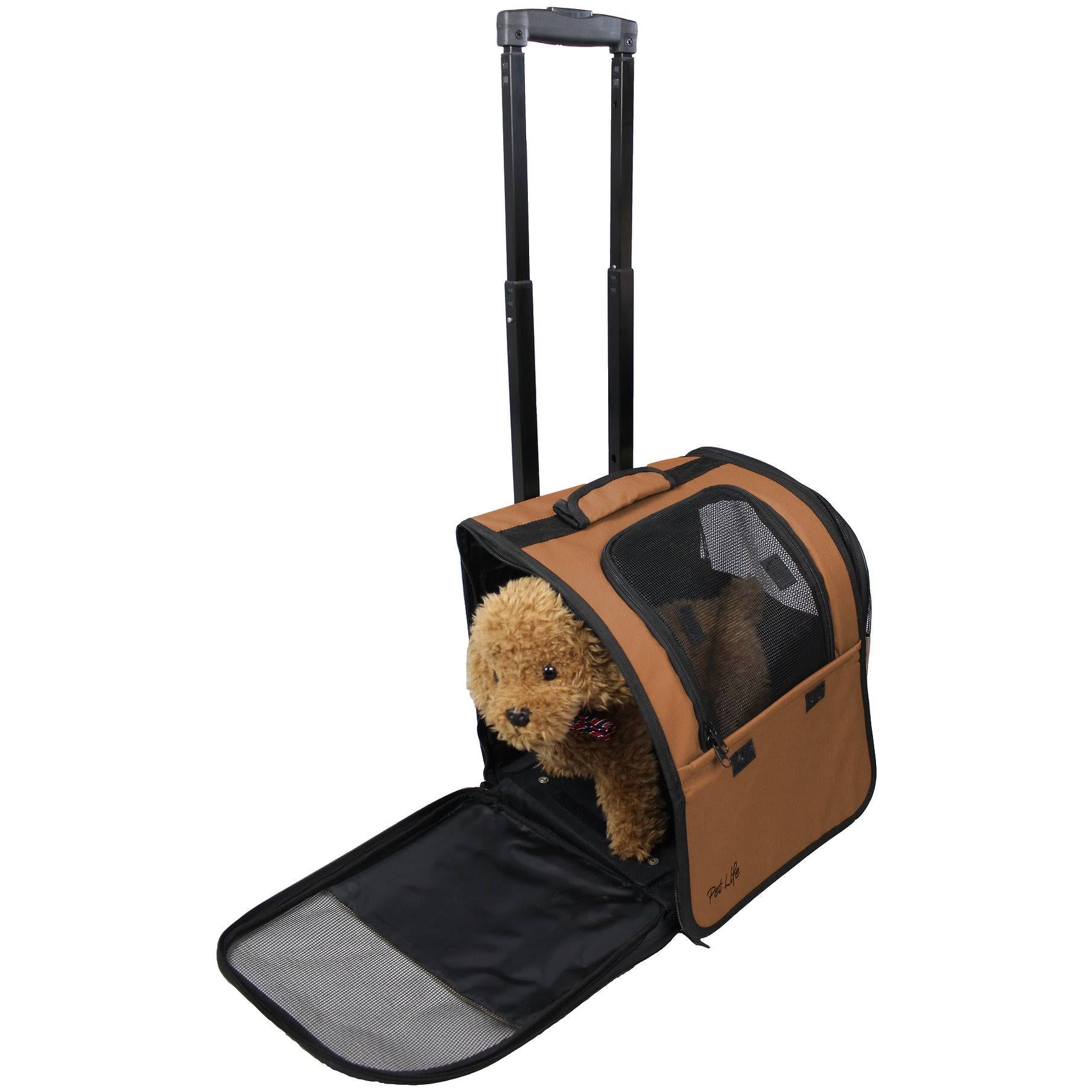 Brown Wheeled Travel Pet Carrier Q61010