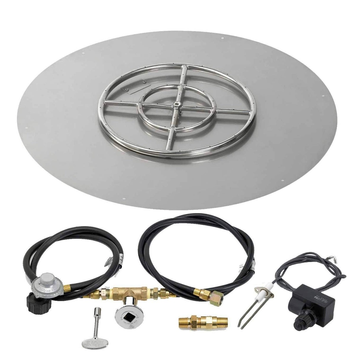 18x22 Round Stainless Steel Flat Pan with Spark Ignition Kit Propane E3838