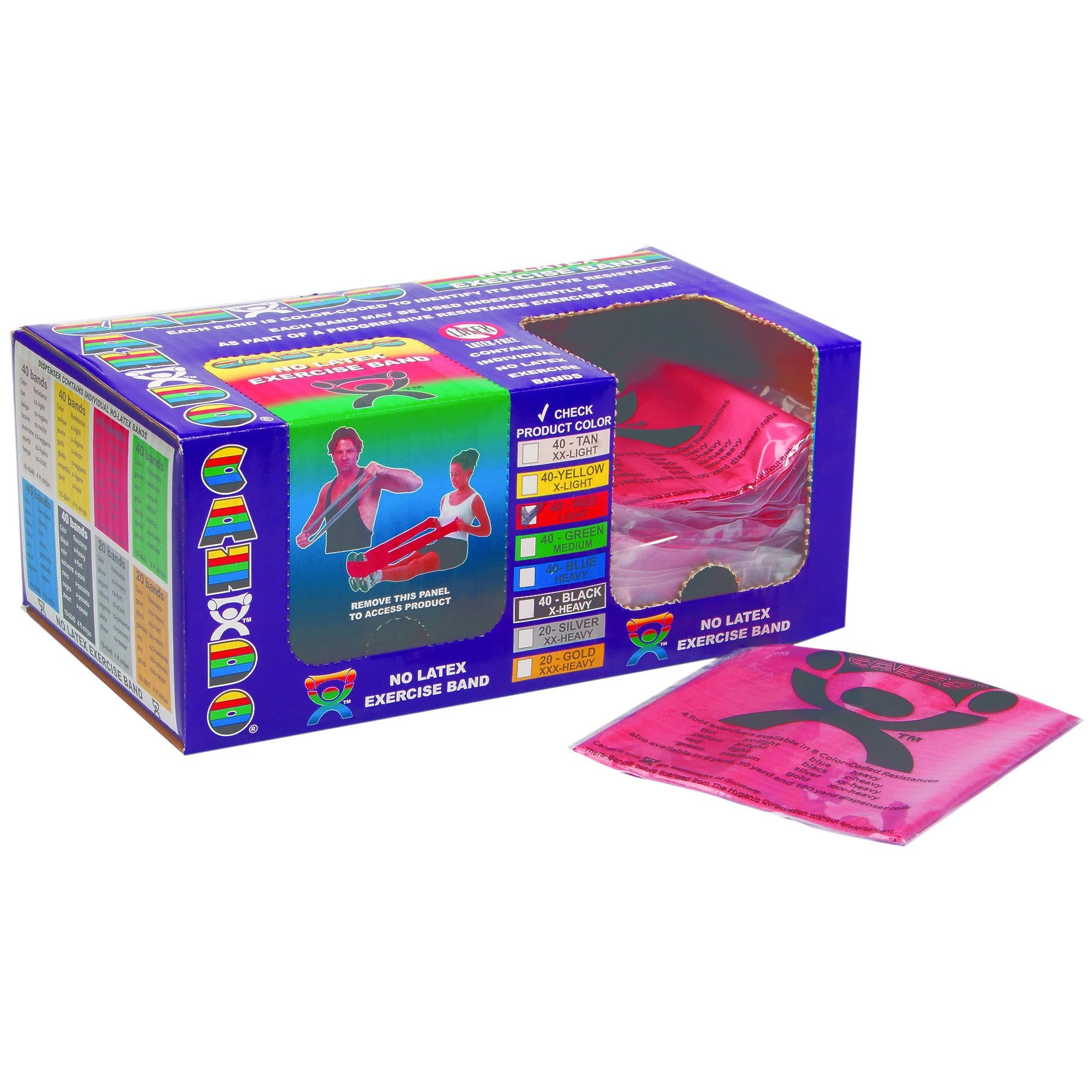 Latex Free Exercise Band Box of 40 4 ft 5-Piece Set P916