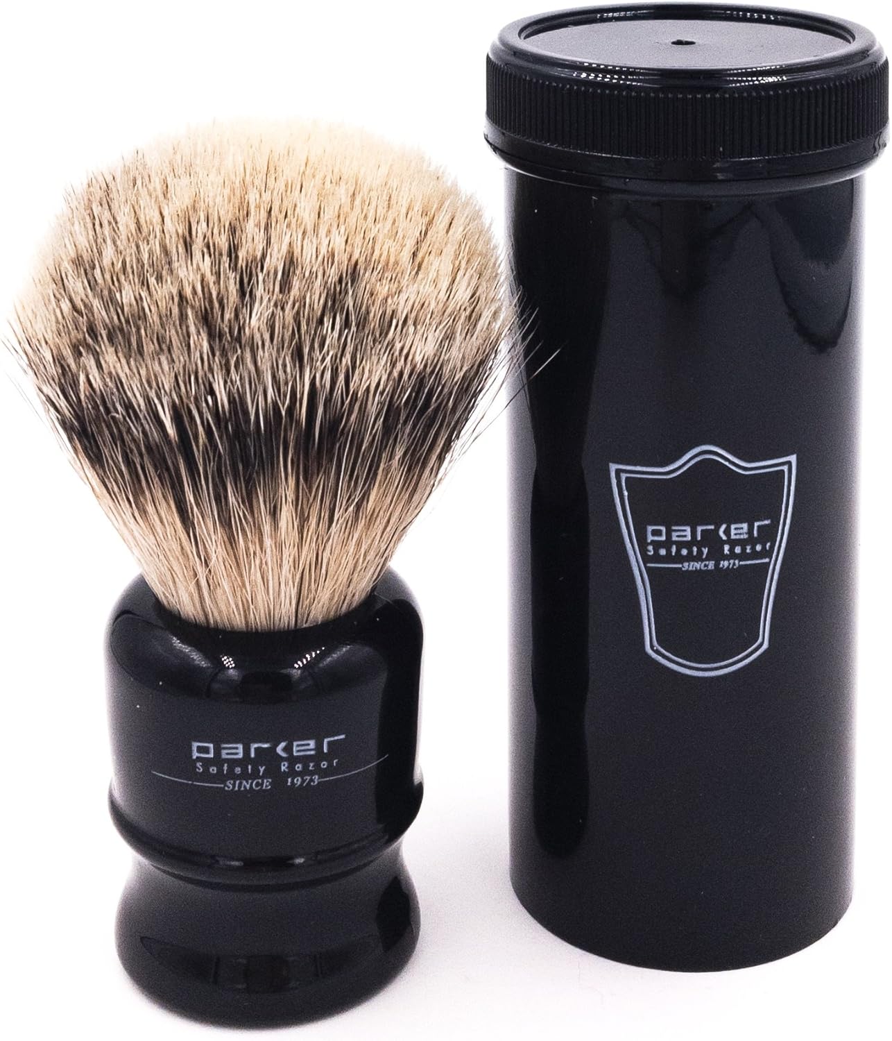 100% Silvertip Travel Shave Brush with Case, Black, Pack of 2 T4121
