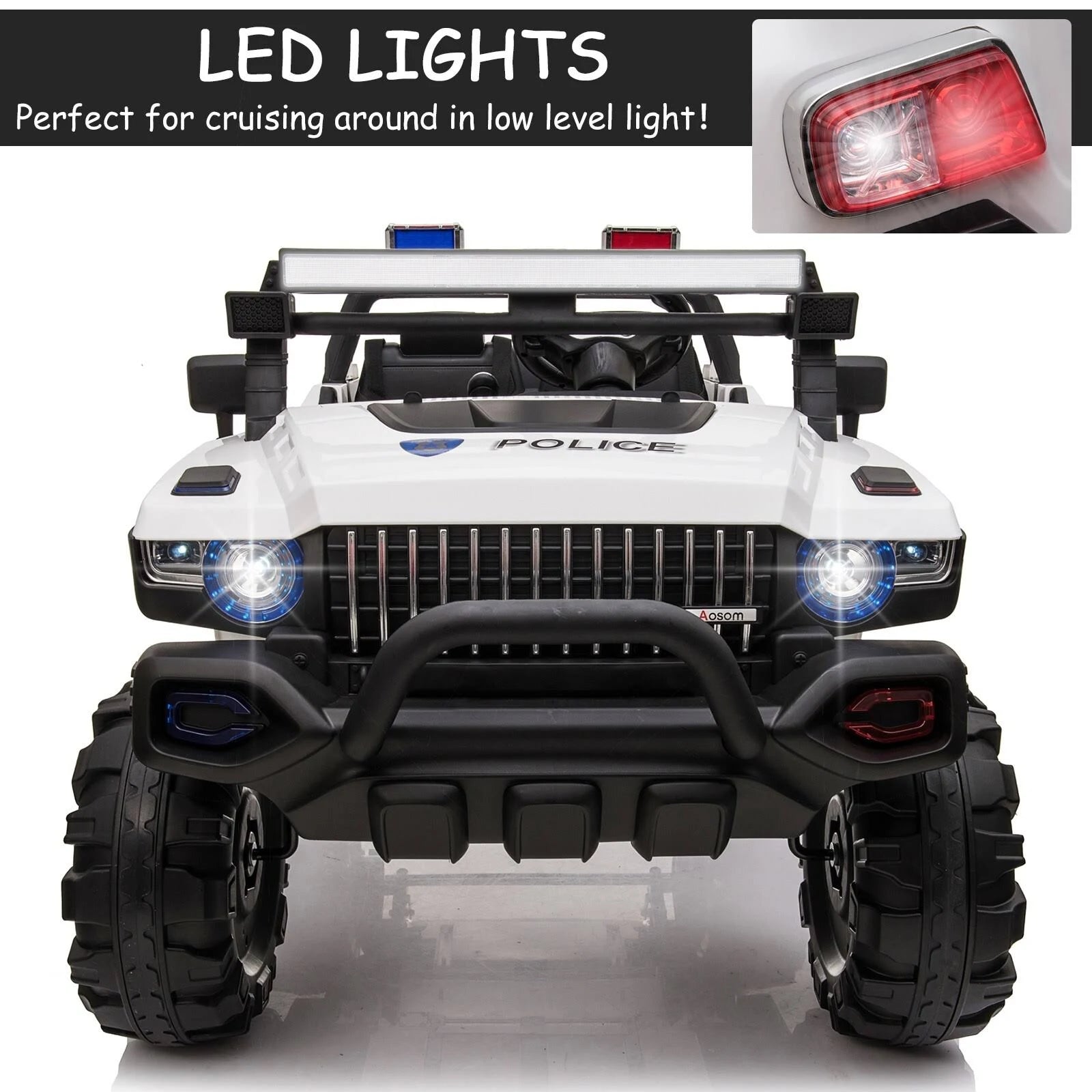 Red 12V Kids Electric 2-Seater Ride on Police Car SUV Truck Toy with Parental Remote Control V36517