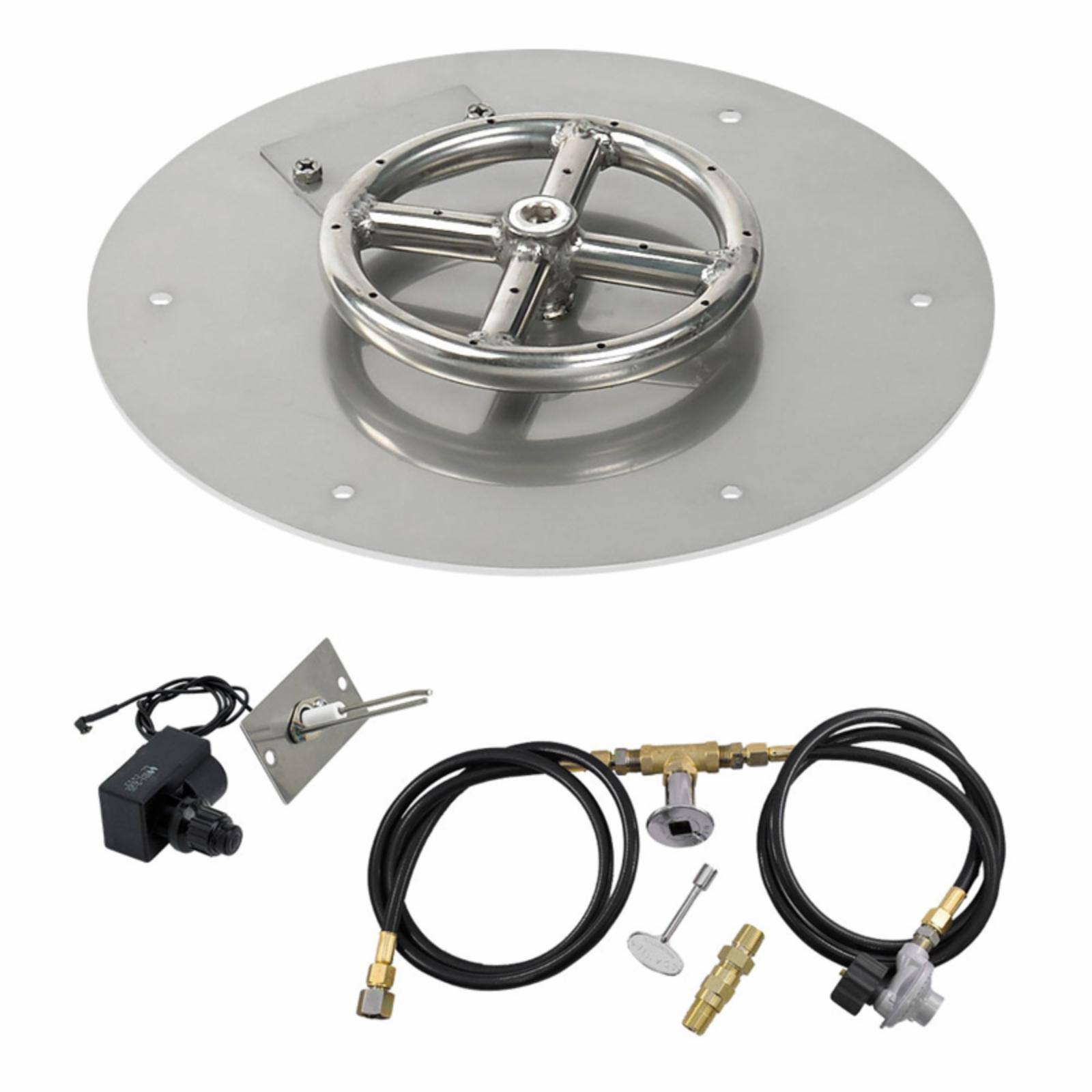 18x22 Round Stainless Steel Flat Pan with Spark Ignition Kit Propane E3838