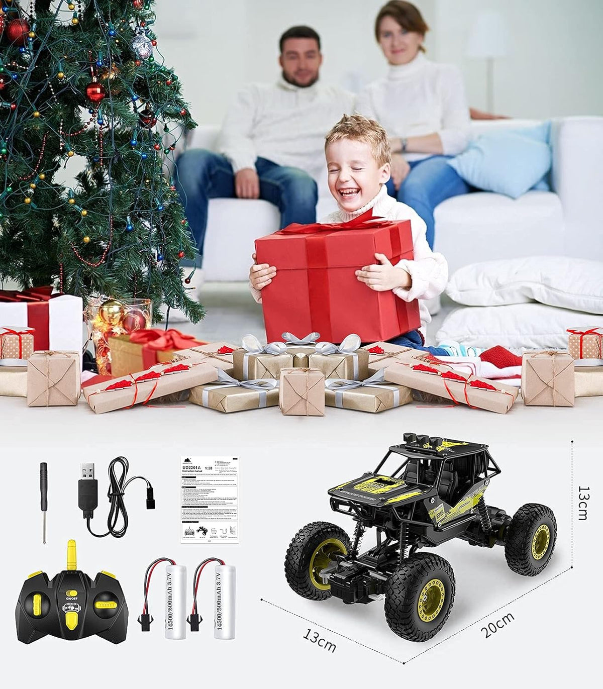 Metal 1:20 Scale 2WD Monster Truck RC Car with 2 Rechargeable Batteries M825663