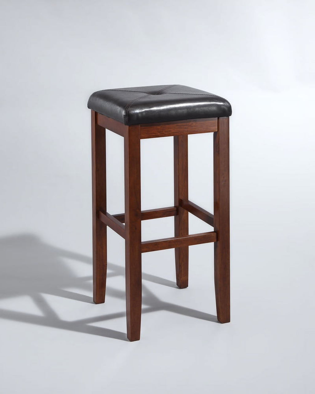 Mahogany Wood Tufted Bar Stool Set of 2 H279
