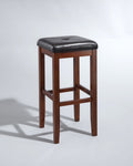 Mahogany Wood Tufted Bar Stool Set of 2 H279