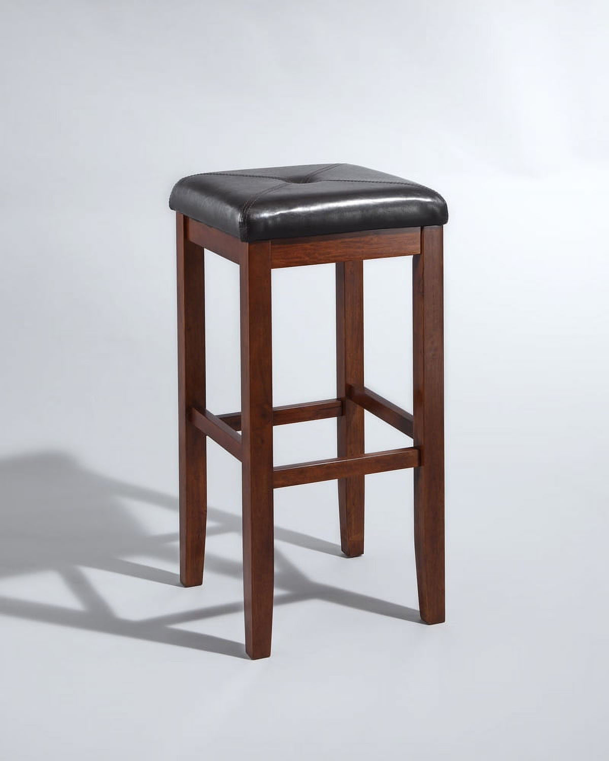 Mahogany Wood Tufted Bar Stool Set of 2 H279