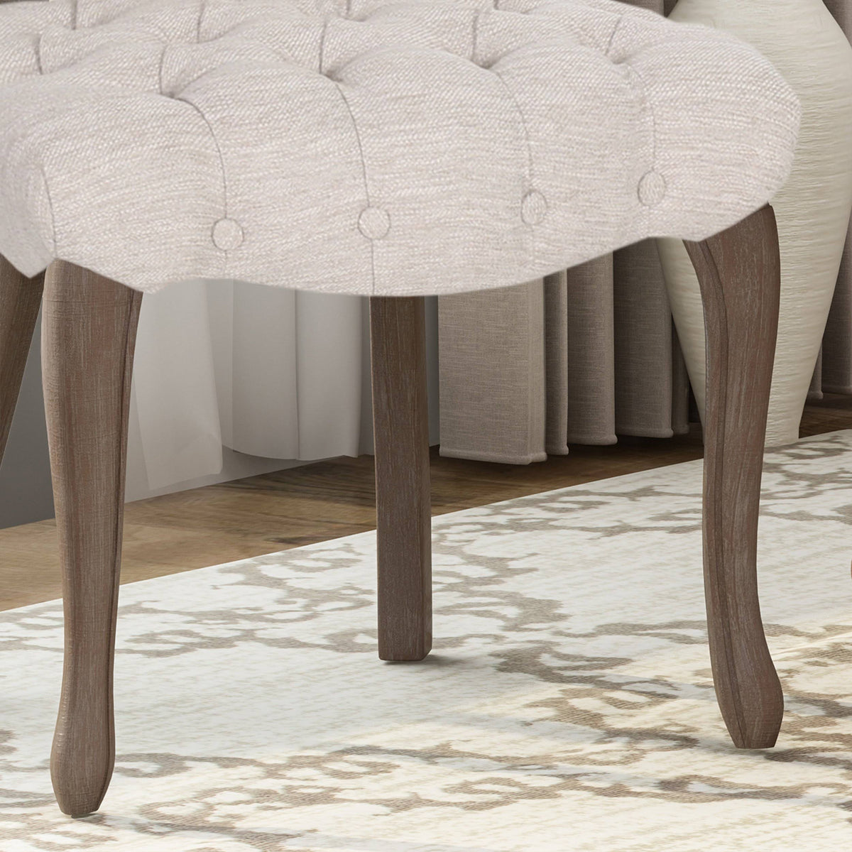 Tufted Dining Chair with Cabriole Legs Set of 2 Light Gray T946