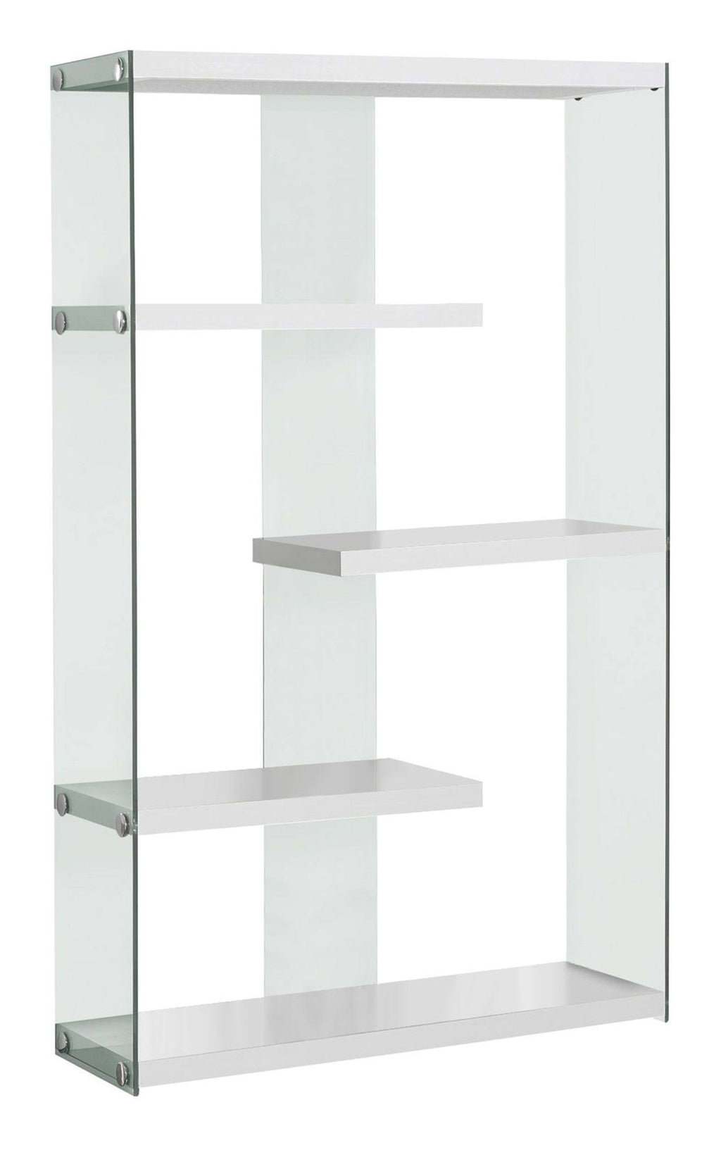 Tempered Glass Bookcase Glossy White B1133