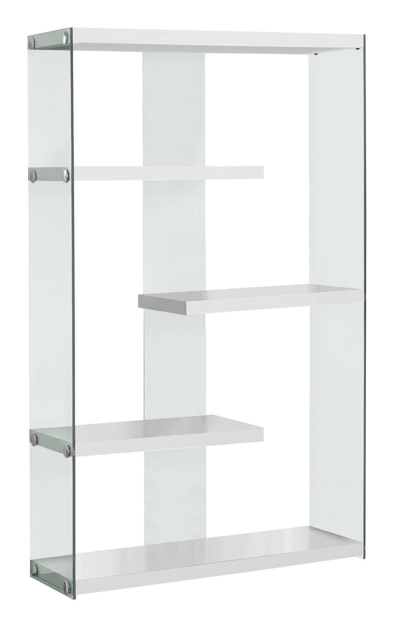 Tempered Glass Bookcase Glossy White B1133