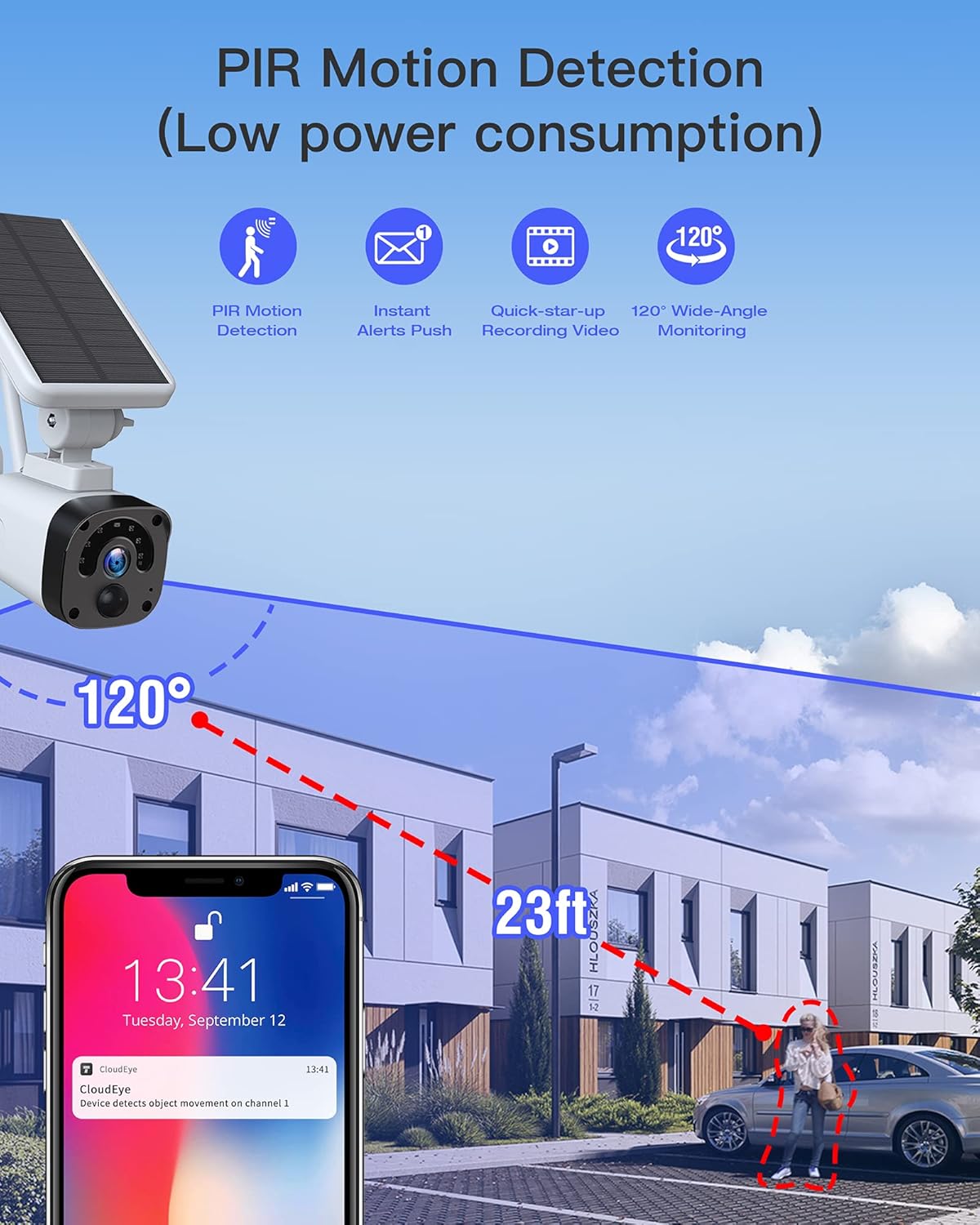 Wireless Solar Security Camera System with Base Station and 4 Cameras, 1080P Night Vision, IP65 Waterproof S259