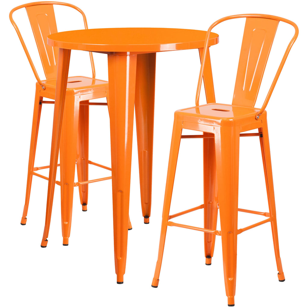 Round Green Metal Bar Table Set with 2 Stools K24398