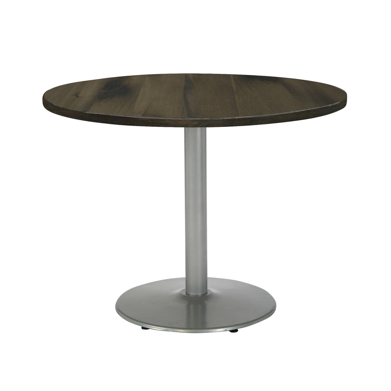 Round Top Table, Barnwood, Round Silver Base G876211