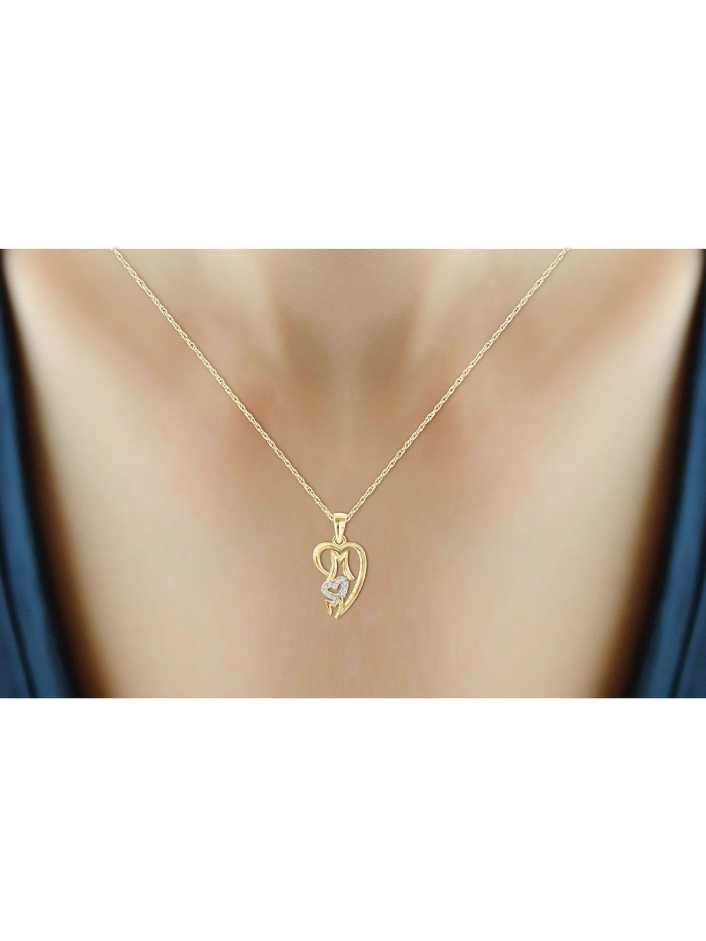 14K Gold Plated Silver Mother Daughter Necklace with White Diamonds N669