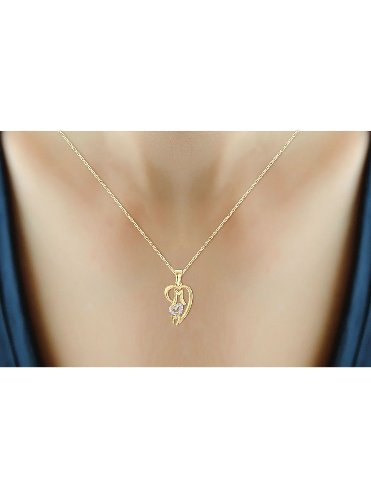 14K Gold Plated Silver Mother Daughter Necklace with White Diamonds N669