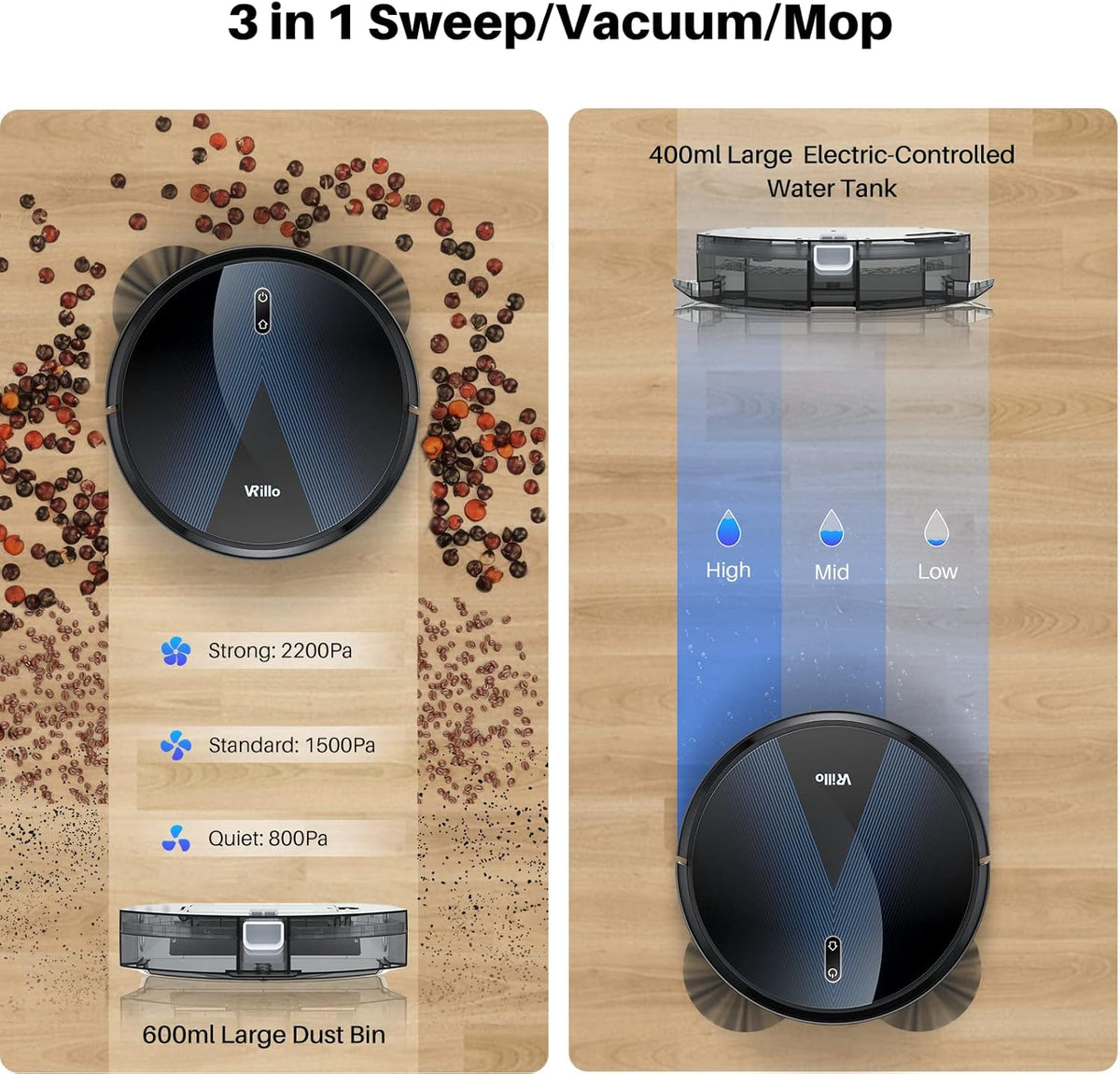 Robot Vacuum and Mop Cleaner with Self-Charging Y960