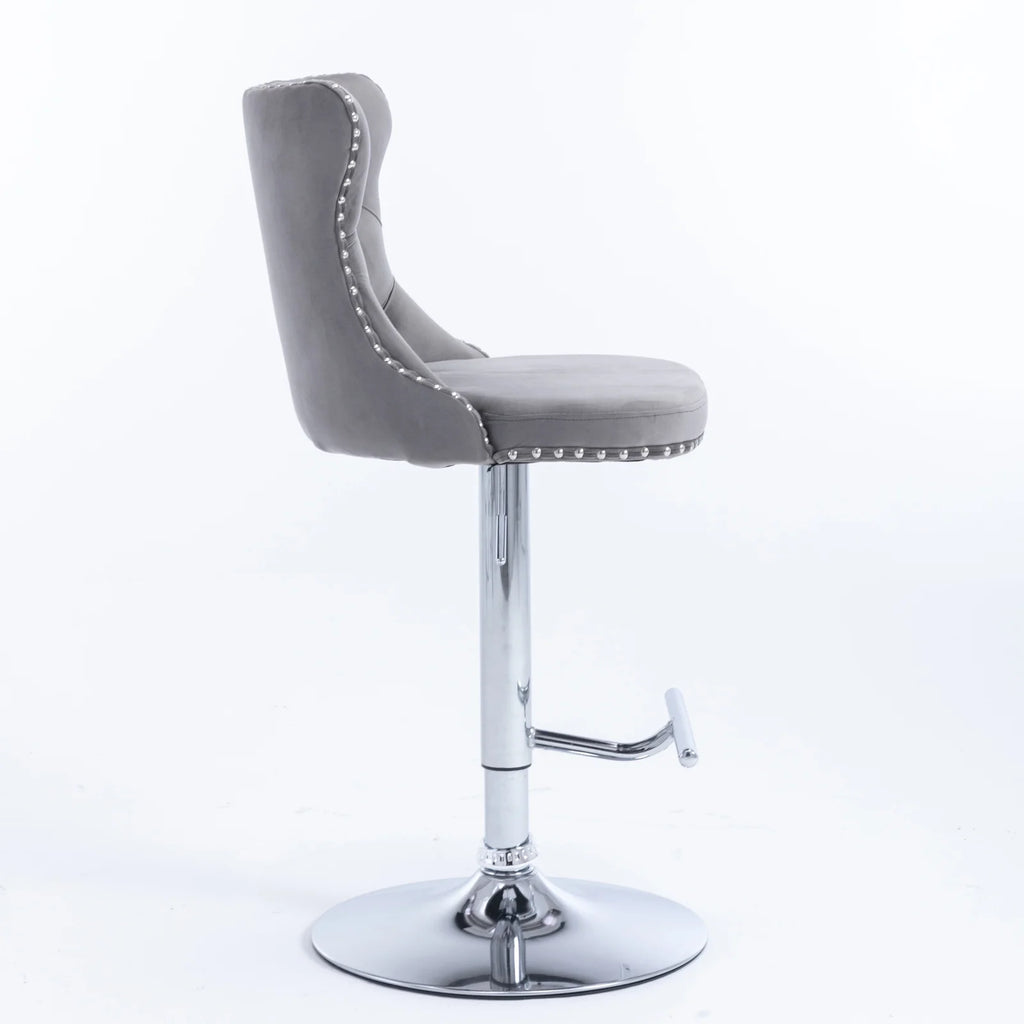 Gray Velvet Swivel Bar Stools Set of 2 with Backs G37000