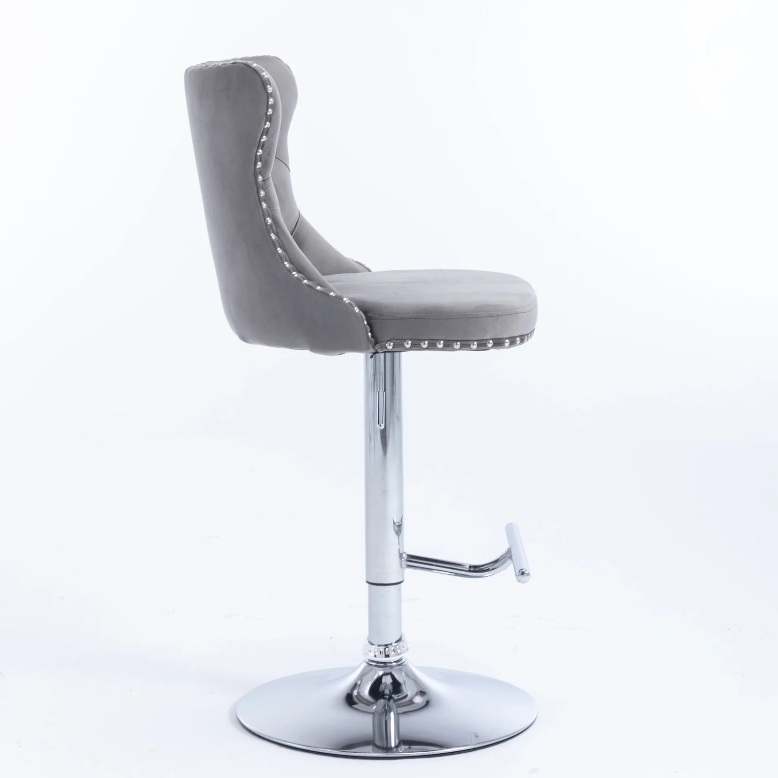 Gray Velvet Swivel Bar Stools Set of 2 with Backs G37000