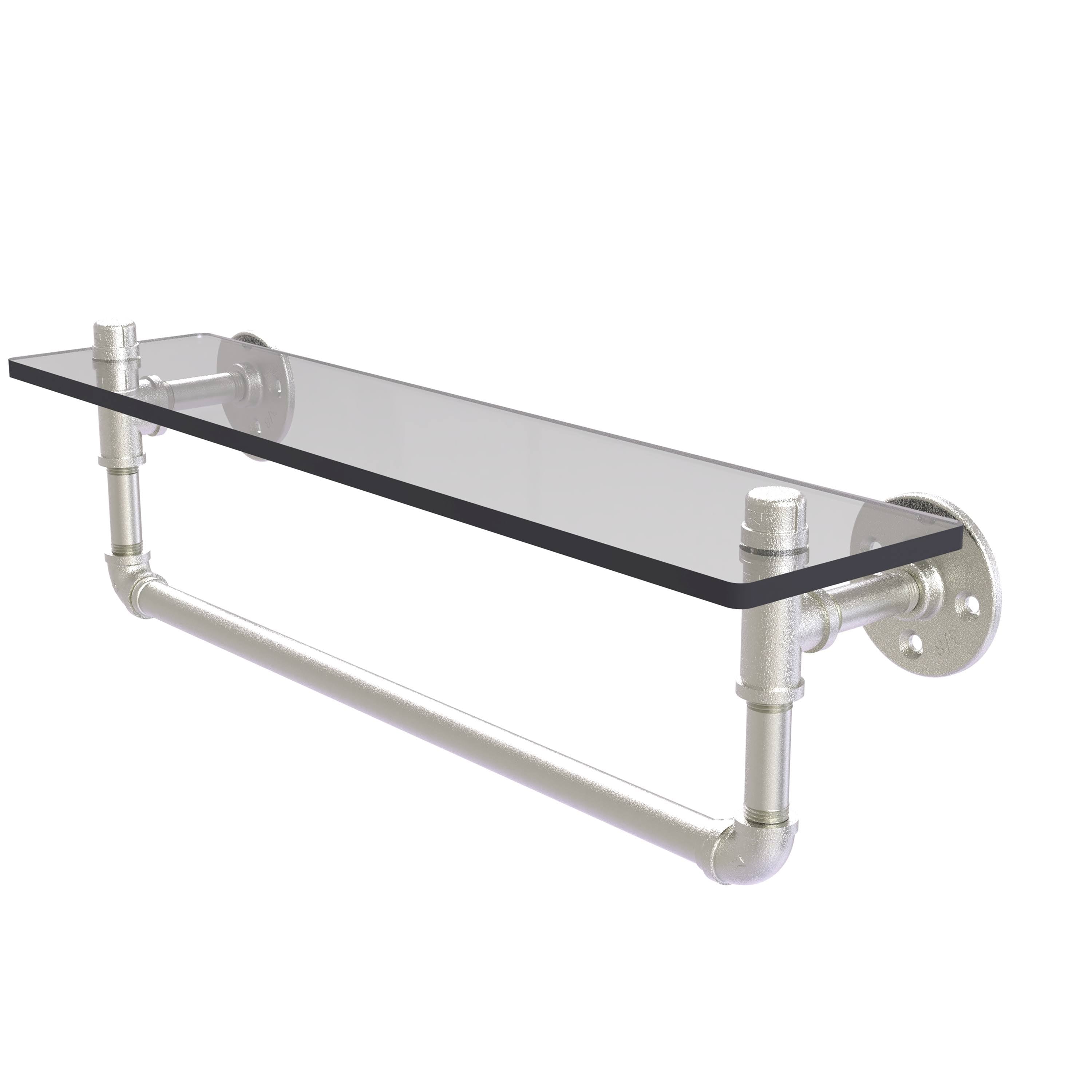 22 in. Glass Shelf with Towel Bar Satin Nickel T8704