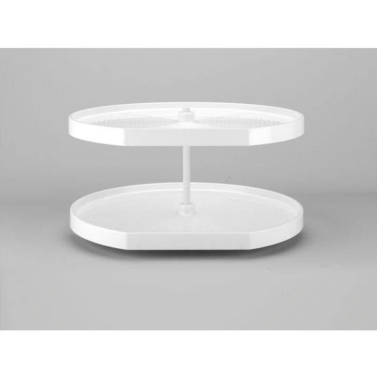 Almond Polymer D-Shape Lazy Susan 2-Shelf B97867