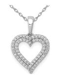 Diamond Double Heart Pendant Necklace in 10K White Gold with Chain T200906