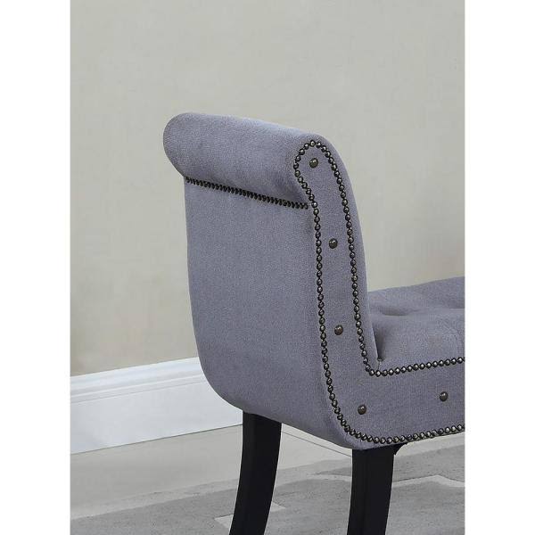Gray Nail Head Stud Arm Roll Bench M3850