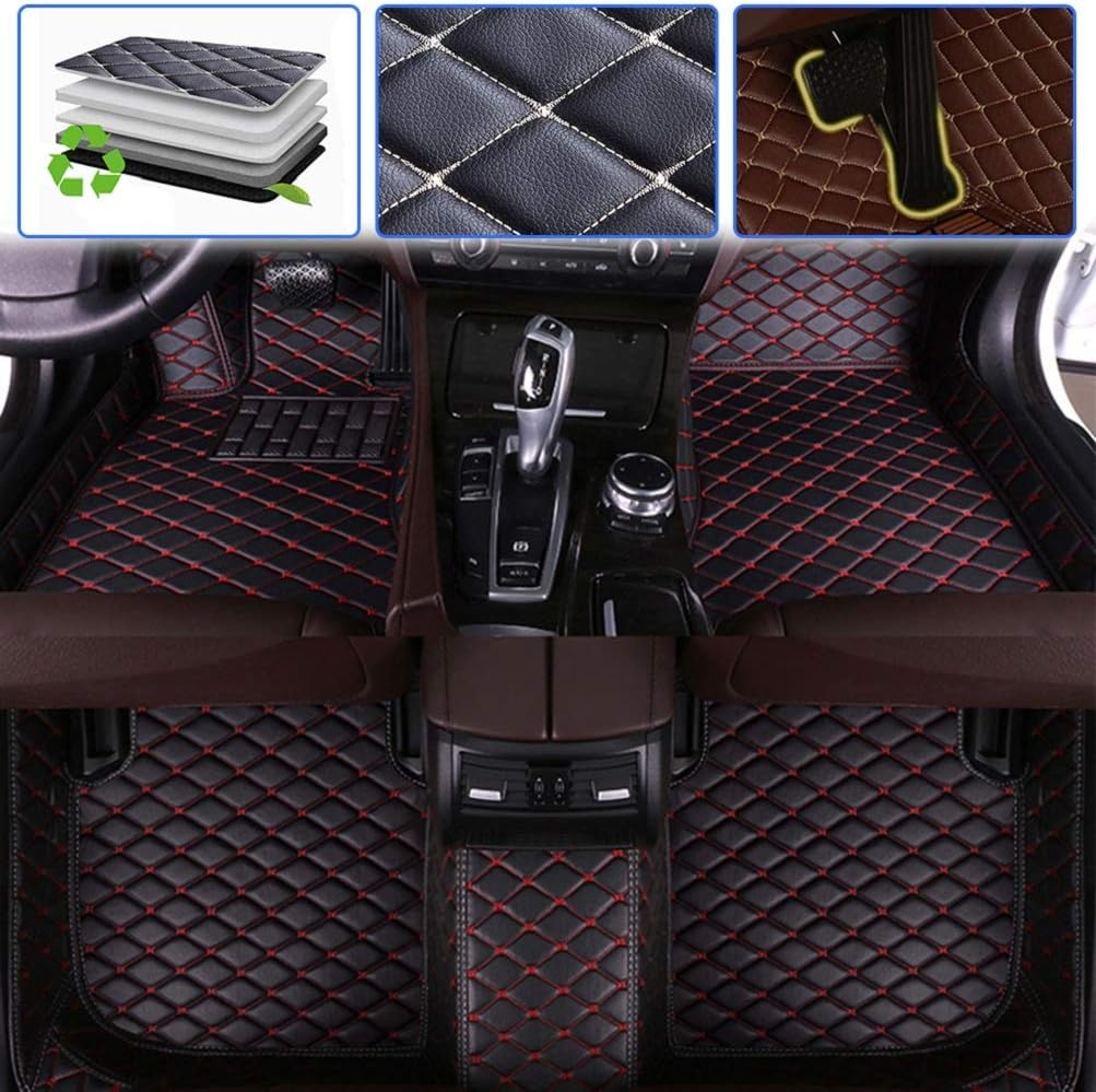 Beige Leather Waterproof Full Coverage Car Floor Mats N5952
