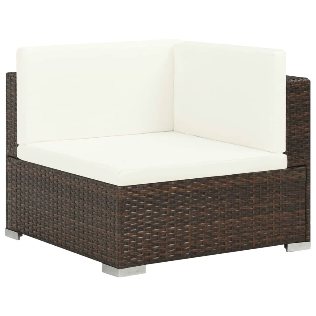6 Piece Brown Poly Rattan Outdoor Sectional Sofa Set with Coffee Table B254