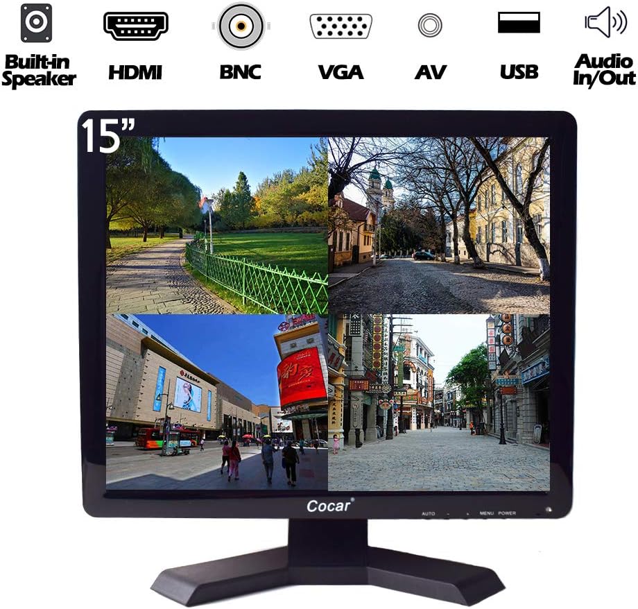 12 Inch LCD Security CCTV Monitor VGA HDMI AV BNC 4:3 HD Display LED Backlight Screen with USB Drive Player 800x600 Resolution Built-in Speaker Audio in/Out R355439