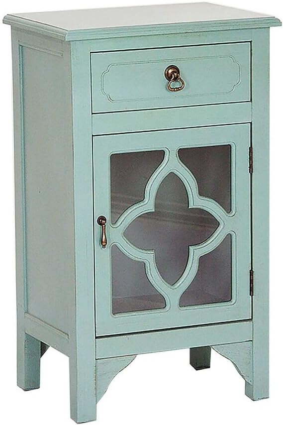 Aqua Single Drawer Distressed Cabinet P402774