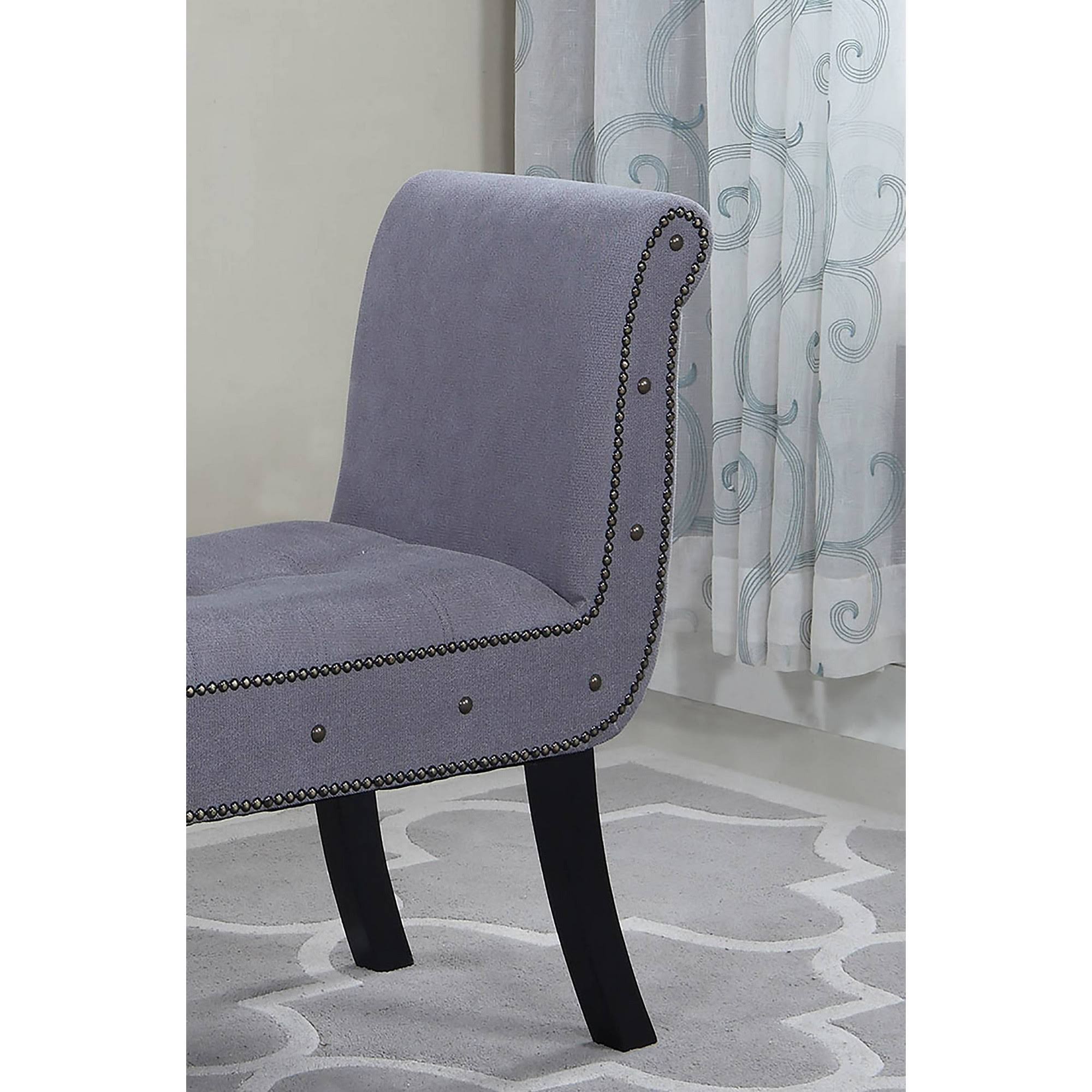 Gray Nail Head Stud Arm Roll Bench M3850