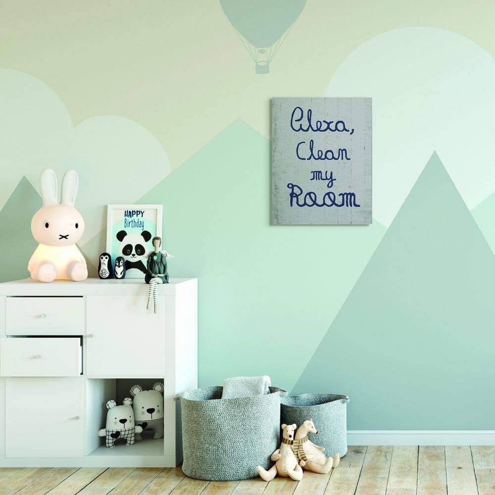 Blue Grey Kids Funny Word Design Canvas Art G1644