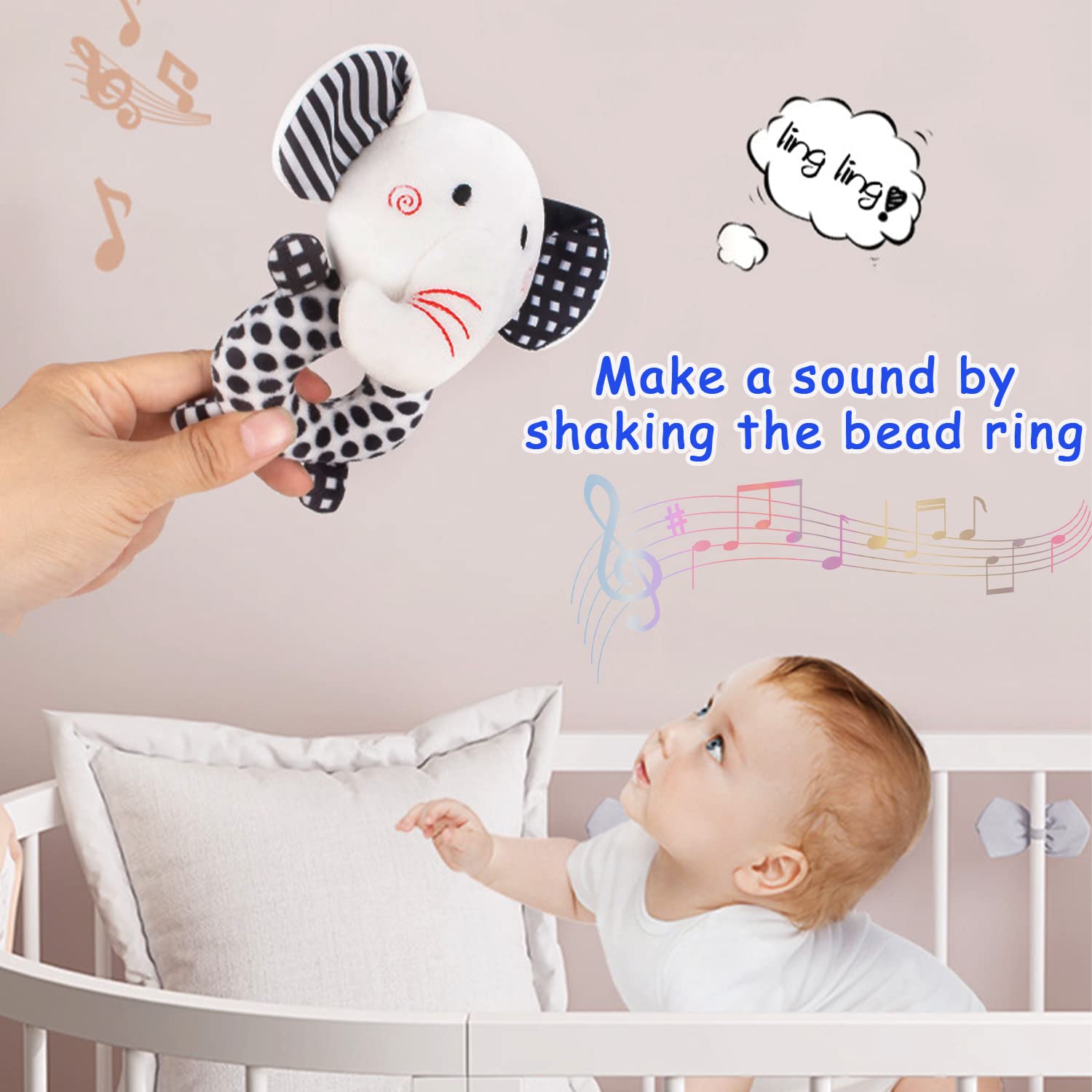 Baby Soft Rattles Teether Plush Rings for Infants V6466