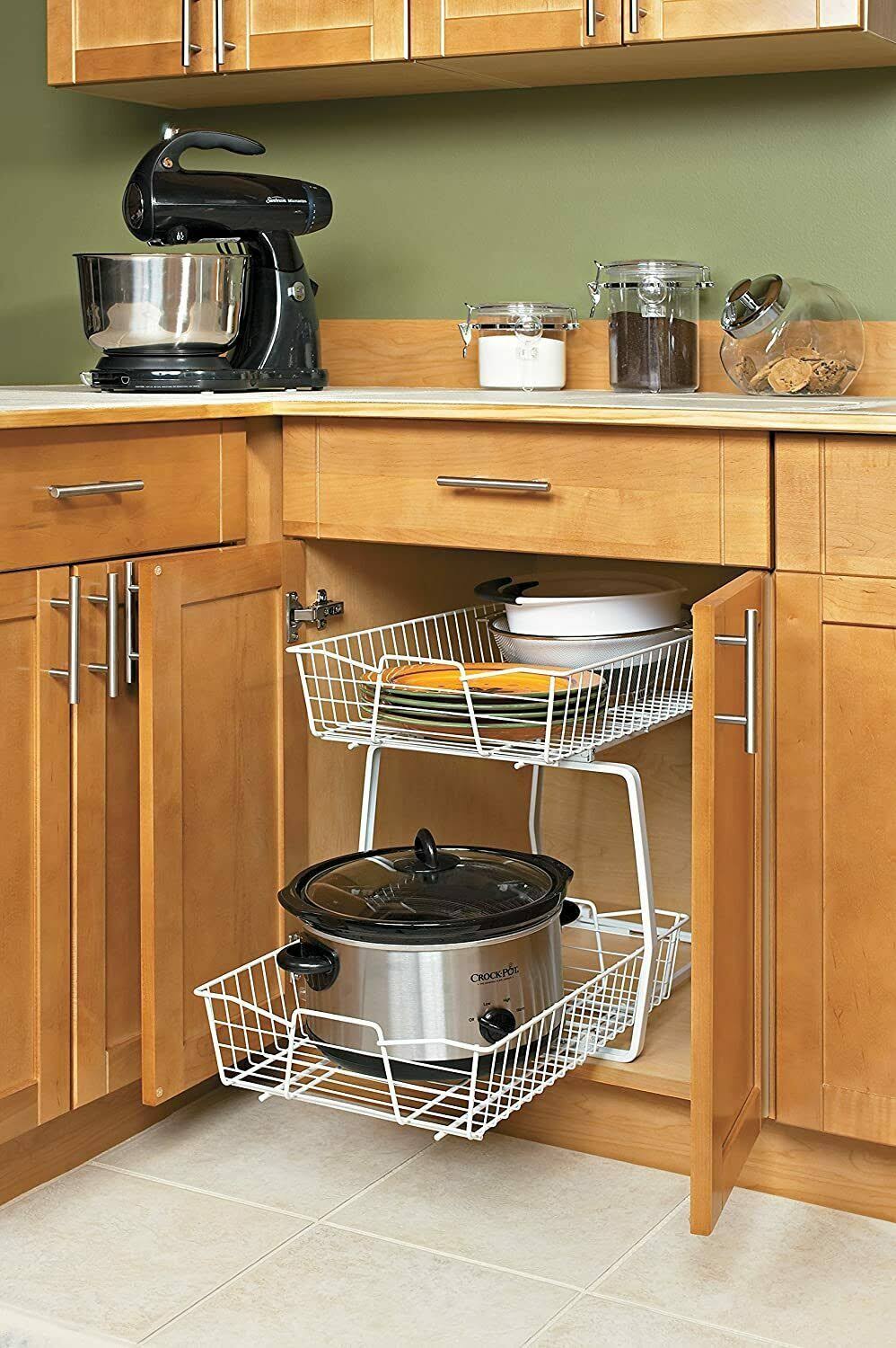 White 2 Tier Kitchen Cabinet Organizer D191366