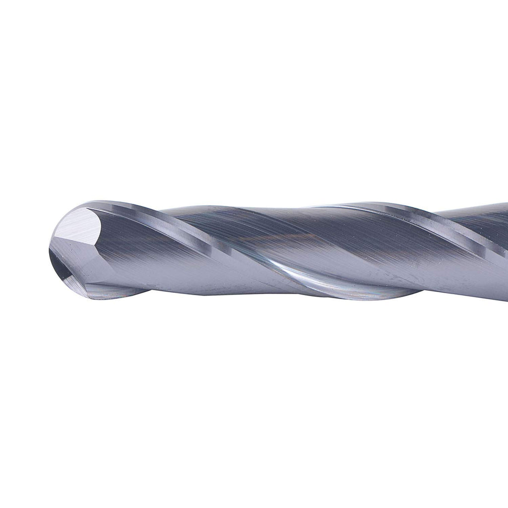 Ball Nose Carbide End Mill CNC Cutter Router Bits Double Flutes Spiral Milling Tool 1/4 inch Shank 3 inch Over Length Pack of 2 G652