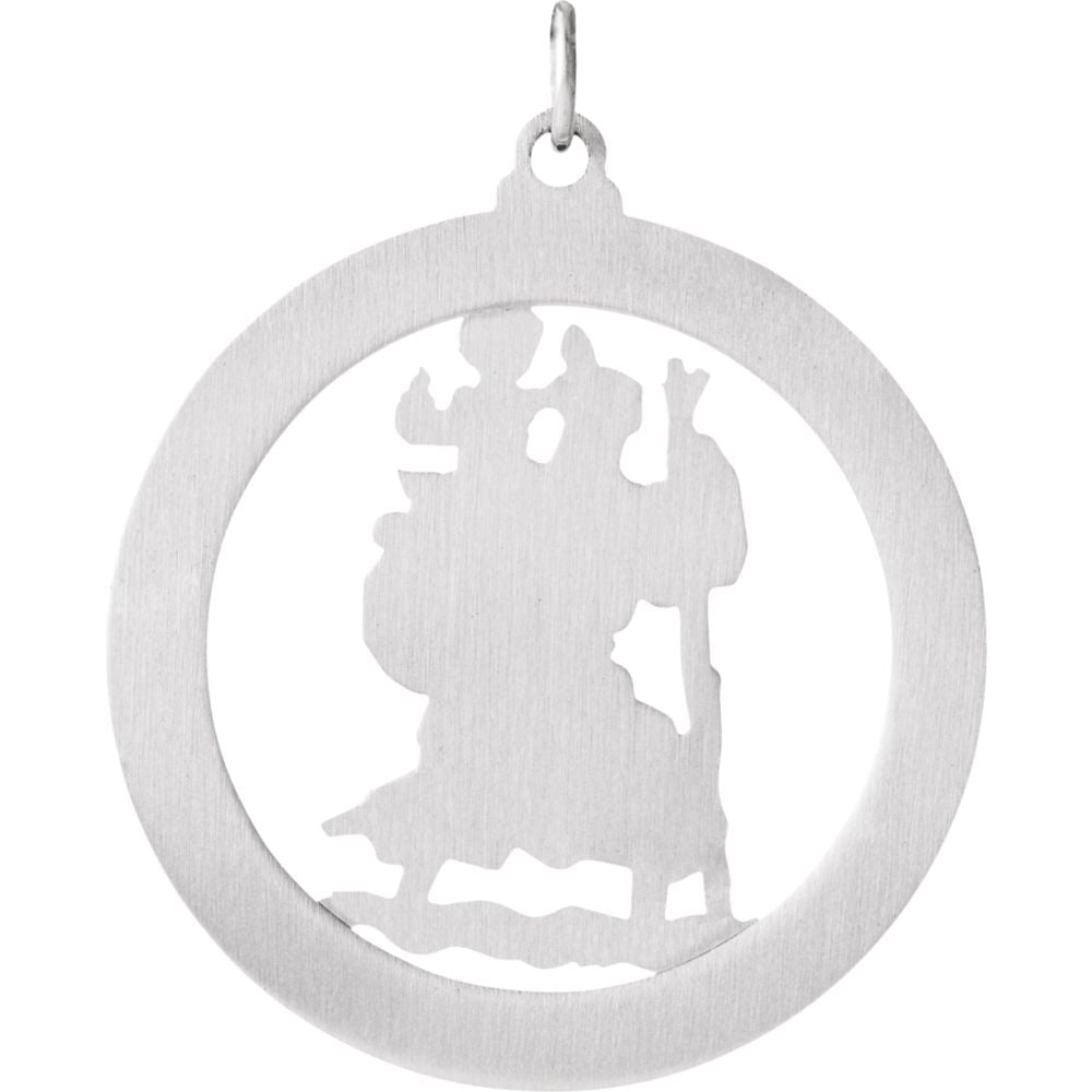 925 Sterling Silver St. Christopher Medal Pendant Necklace A24337