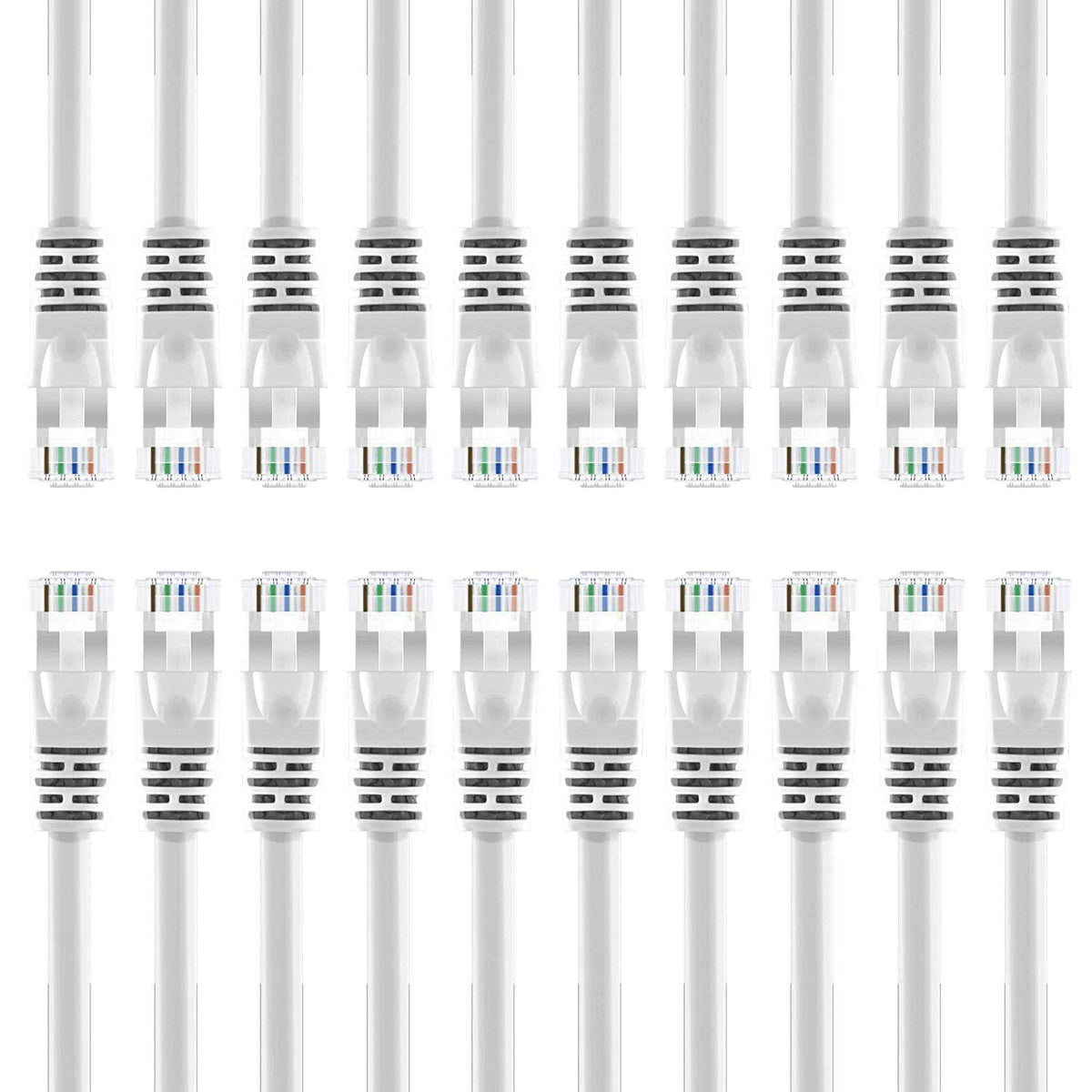 100-Pack Cat 6 Ethernet Cable White 0.5 Feet D730