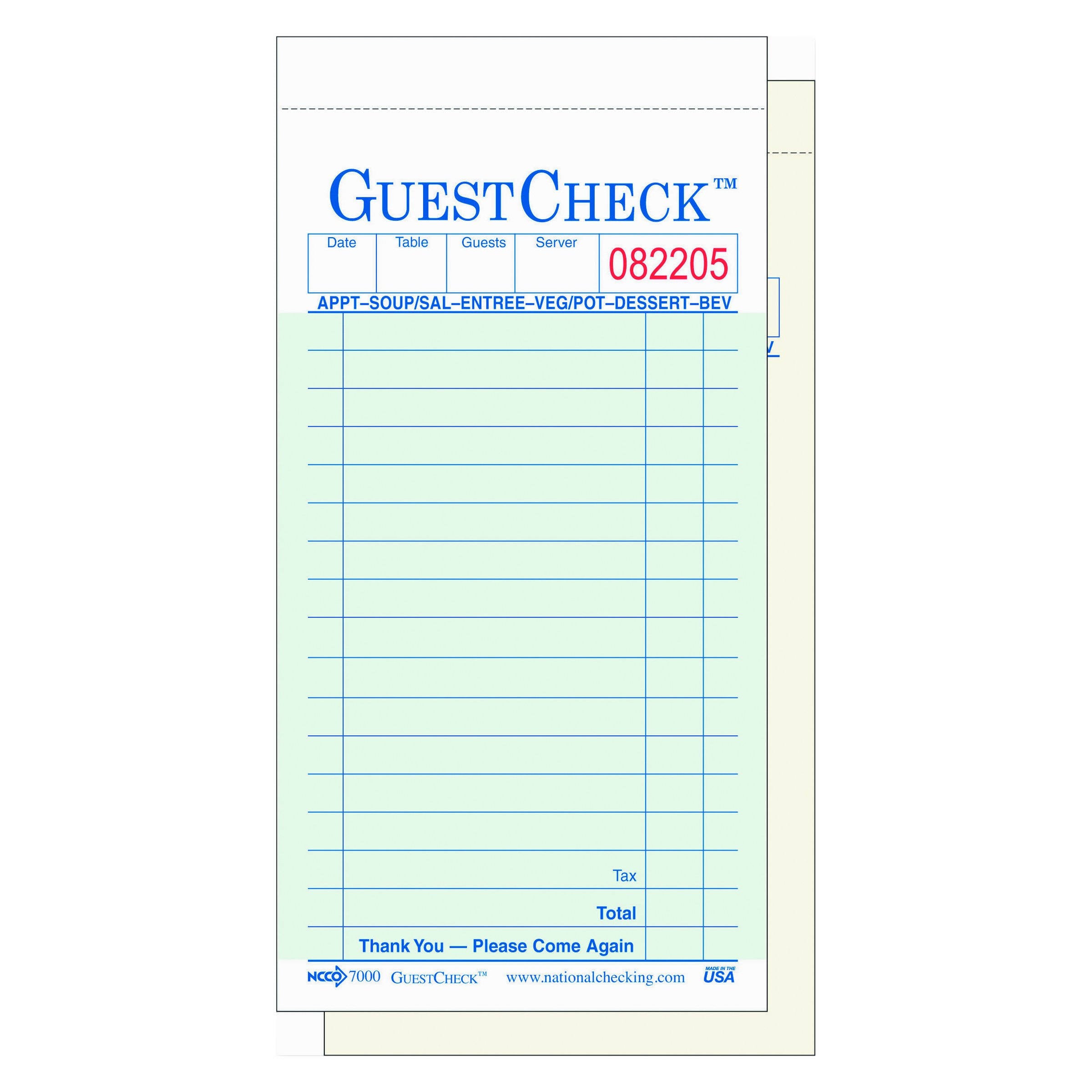 Two-Part Carbonless Guestcheck Pad, 3 1/2 x 6 3/4, 50 Sets/book B747161