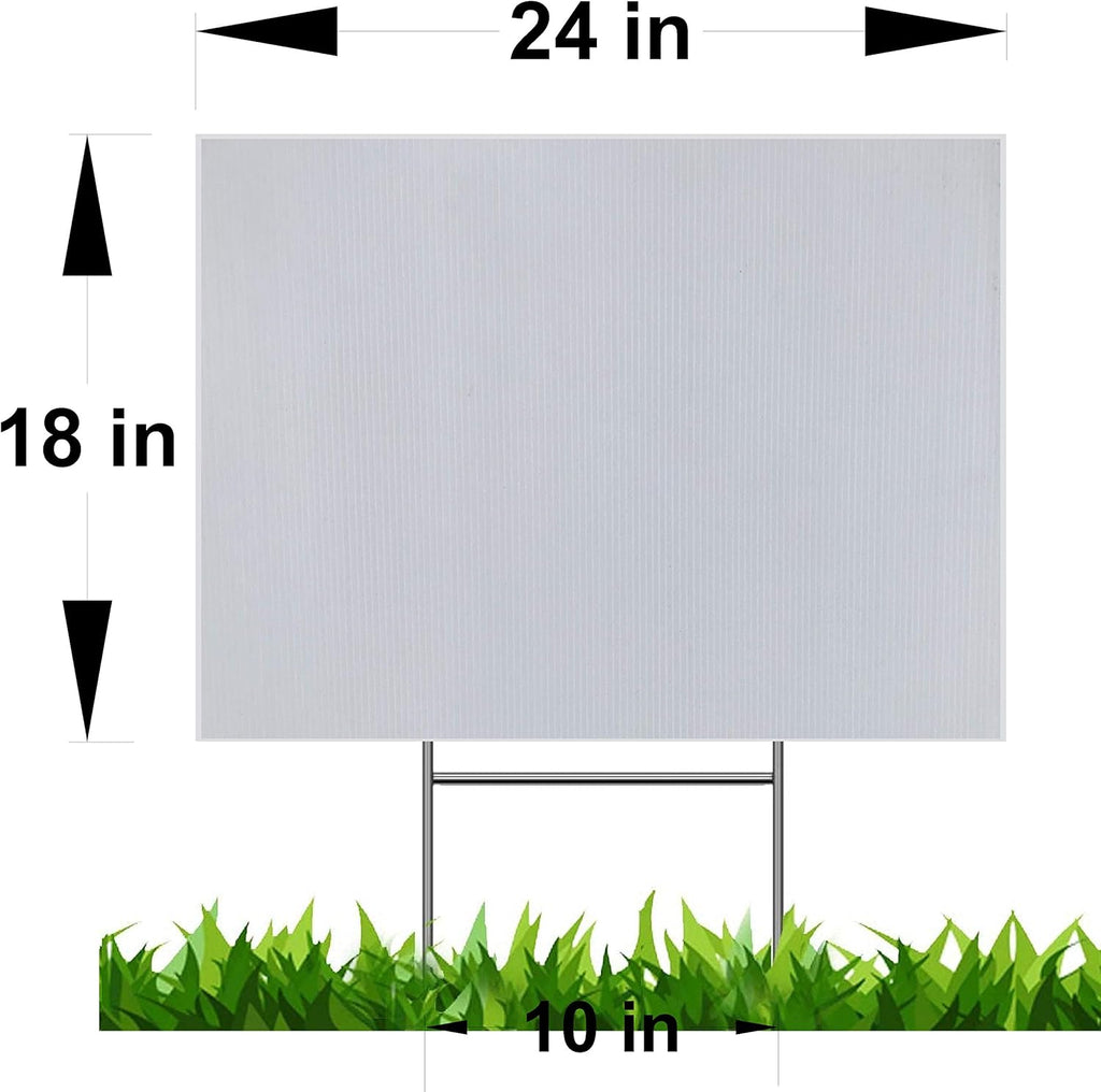 30 Pc White Blank Yard Signs with Metal Stakes O45696