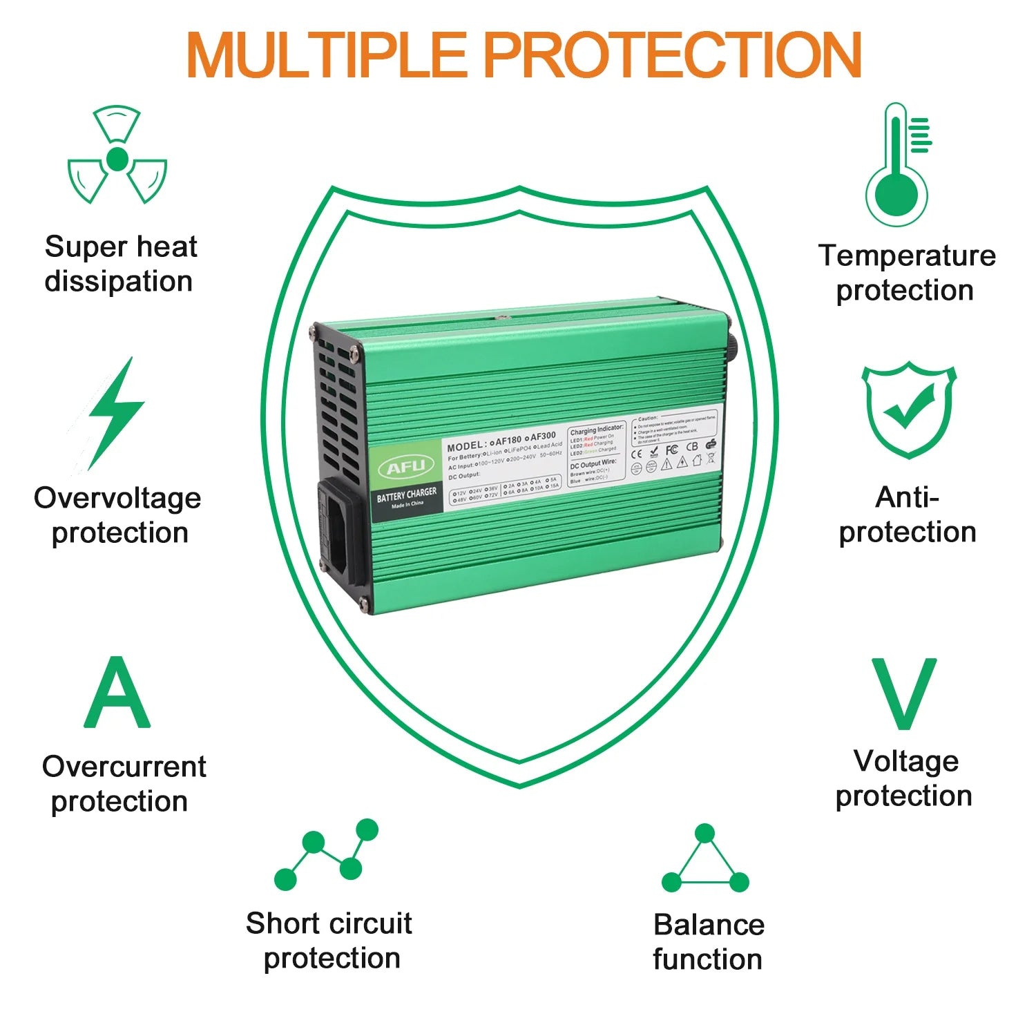 54.6V 4A Smart Lithium Battery Charger For 13S 48V Lipo Li-ion Battery With Cooling Fan G8669
