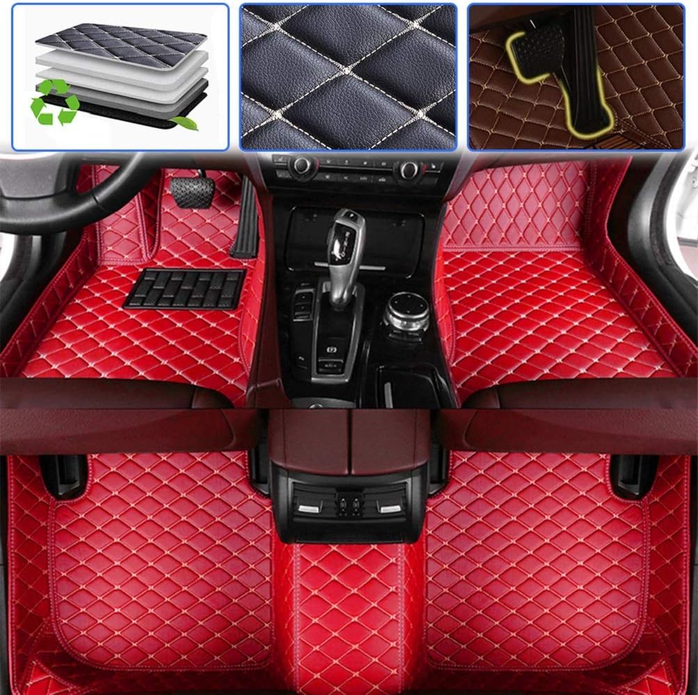 Beige Leather Waterproof Full Coverage Car Floor Mats N5952