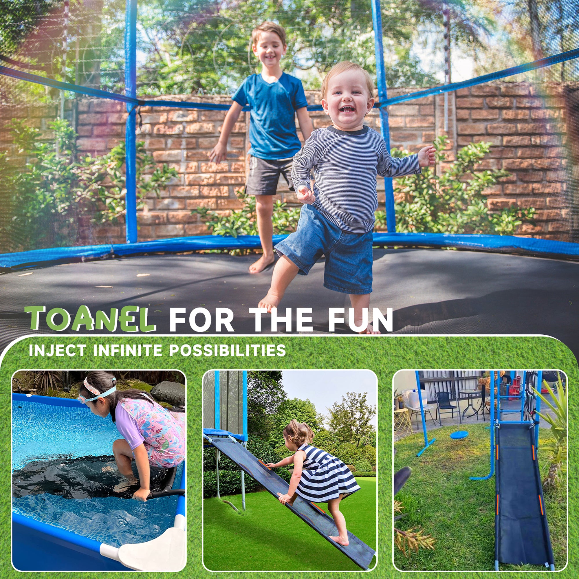 Trampoline Slide with Handles and Ladder Kit for Children X83893