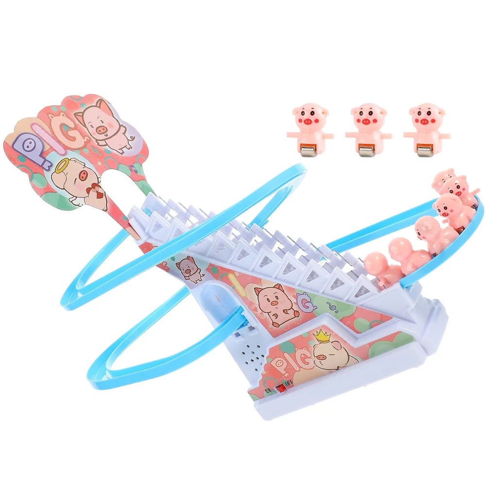 Electric Piggy Climbing Stairs Tracks Slide Toy U544