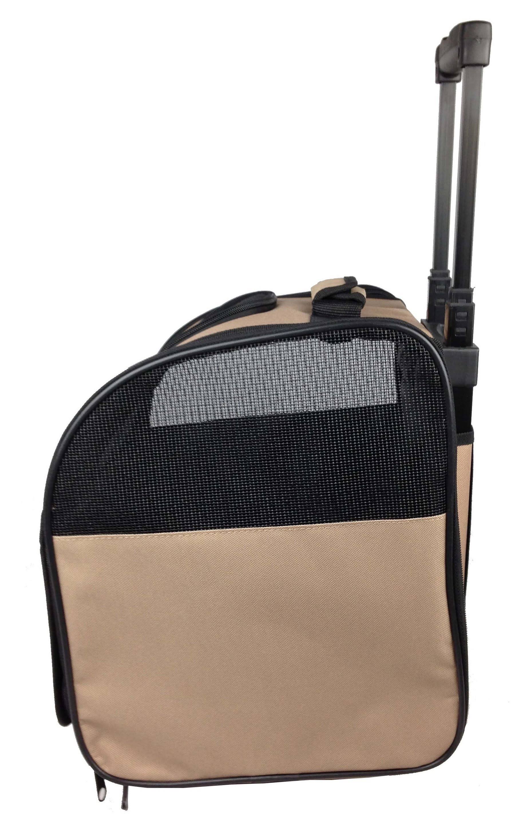 Brown Wheeled Travel Pet Carrier Q61010