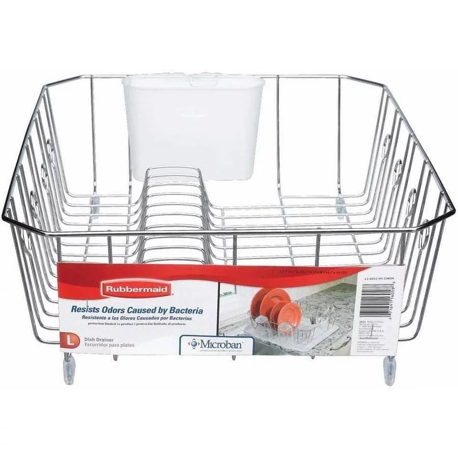 Large Chrome Dish Drying Rack with Utensil Holder D21842