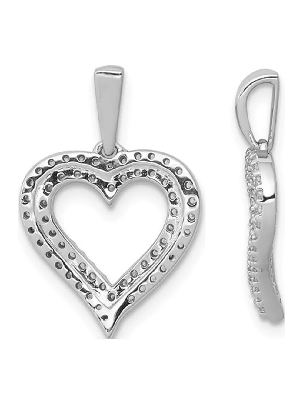 Diamond Double Heart Pendant Necklace in 10K White Gold with Chain T200906