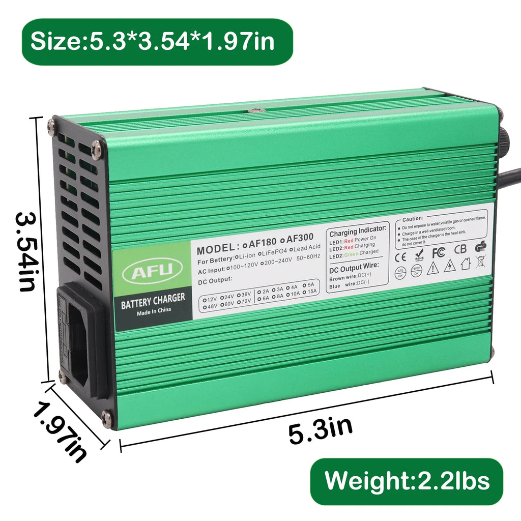 54.6V 4A Smart Lithium Battery Charger For 13S 48V Lipo Li-ion Battery With Cooling Fan G8669