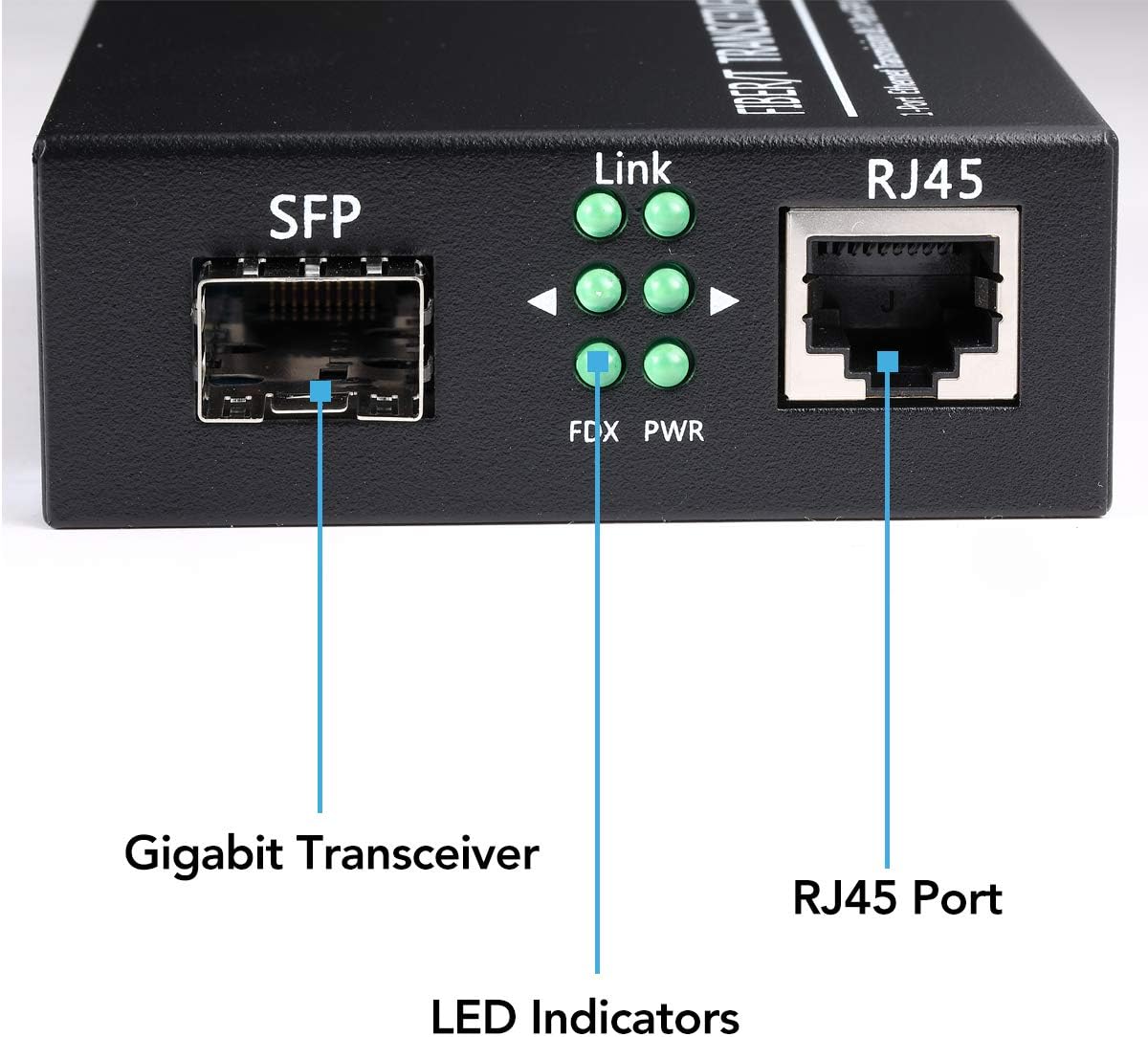 A Pair of 1.25G/s Bidi Gigabit Single-Mode Fiber Ethernet Media Converter with 2PCS Bidi SFP LC Transceiver Module Included, 10/100/1000Base-Tx to 1000Base-SX SMF RJ45 to SFP Slot up to 30KM Pack of 2 S947