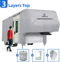 5th Wheel Cover Thick 3 Layers Polypro Anti-UV Waterproof Breathable Camper Covers Fits 37' - 40' Trailer, Gray P7365